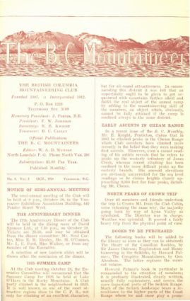 The B.C. Mountaineer 1924 October cover